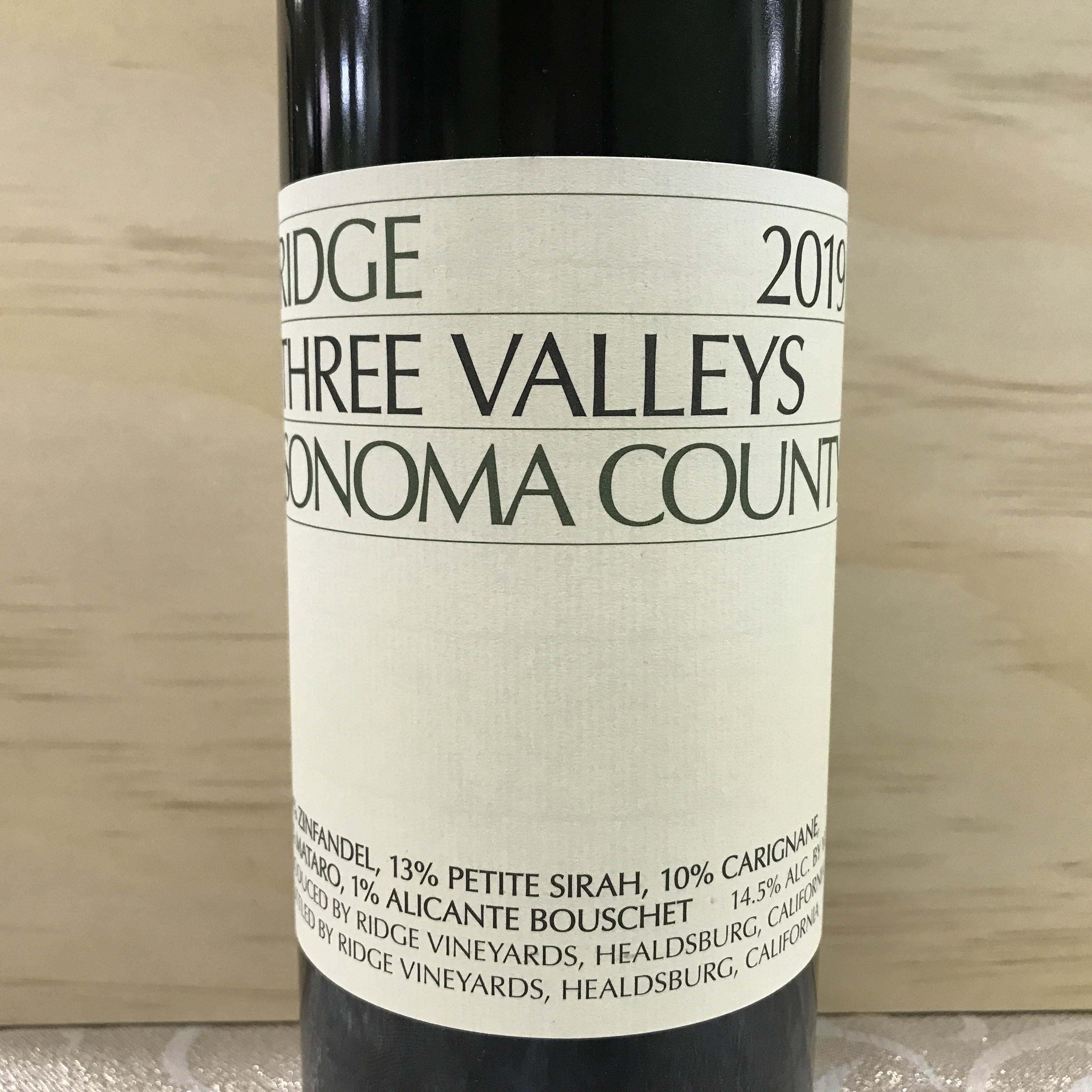 Ridge Three Valleys Sonoma County red blend 2019